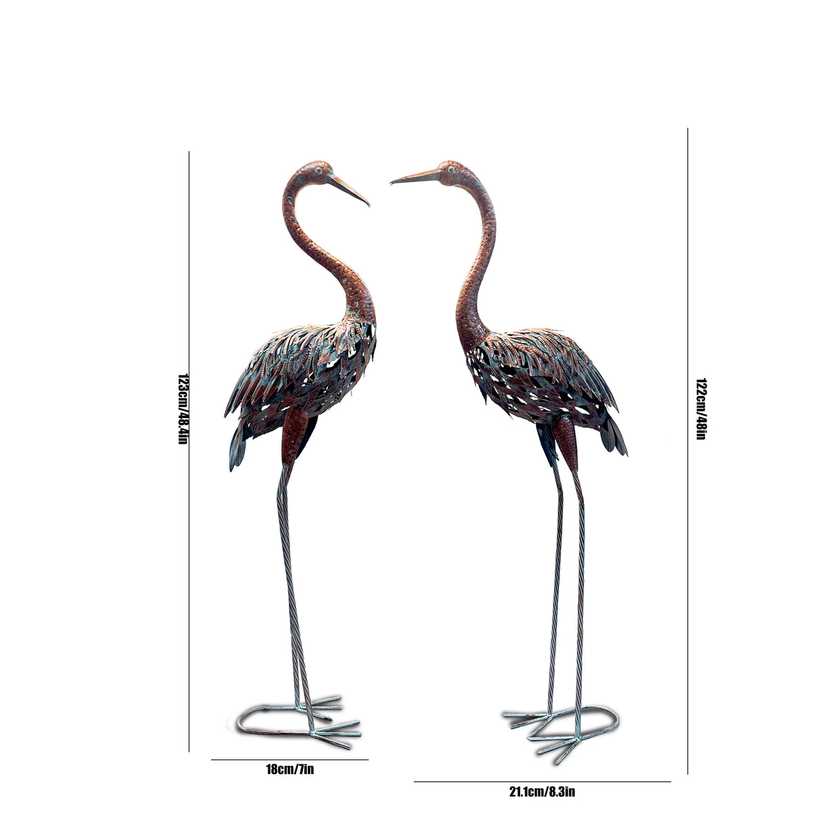 Metal Heron Garden Statue - Tall Crane Bird Sculpture for Patio, Lawn & Outdoor Decor