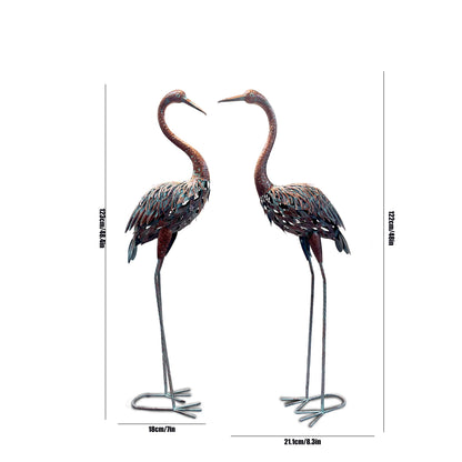 Metal Heron Garden Statue - Tall Crane Bird Sculpture for Patio, Lawn & Outdoor Decor