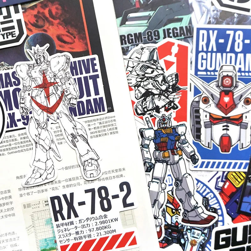 Bandai Gundam Mobile Suit Stickers - 20/21-Piece Waterproof PVC Decal Set for Laptops, Suitcases and Skateboards