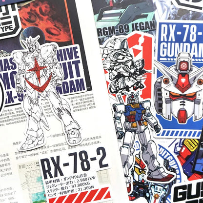 Bandai Gundam Mobile Suit Stickers - 20/21-Piece Waterproof PVC Decal Set for Laptops, Suitcases and Skateboards