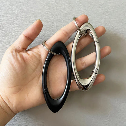 Unisex Essential Belt Icon Carabiner Keychain – Blackout Oval Solid Buckle for Men & Women Bag Accessories