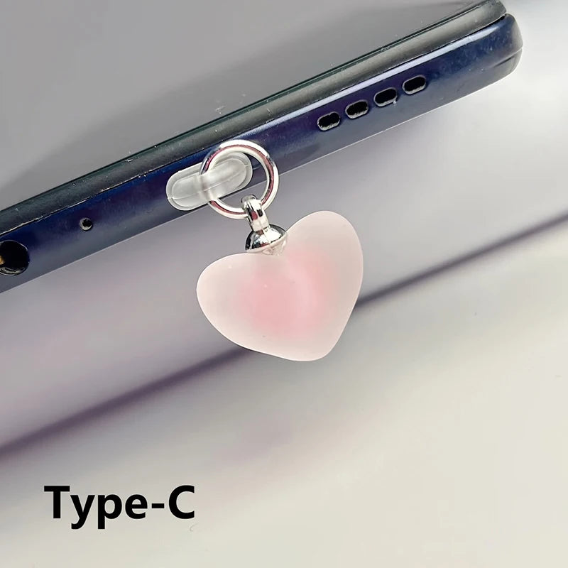 Heart-Shaped Phone Dust Plug Pendant - Universal iPhone/Type-C Accessory for Protection & Style