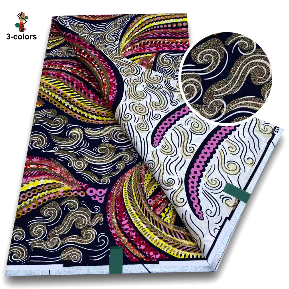 100% Cotton African Wax Print Fabric - Soft Golden Ankara Pagne for Nigerian Fashion & Traditional Wear