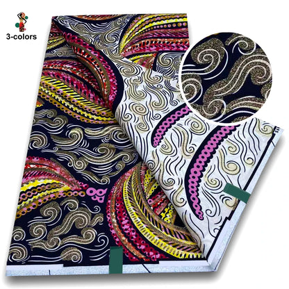 100% Cotton African Wax Print Fabric - Soft Golden Ankara Pagne for Nigerian Fashion & Traditional Wear