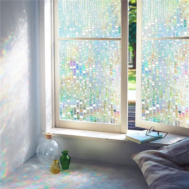 3D Stained Glass Window Film - Decorative Vinyl Sticker for Glass Windows with Static Cling - Fenetre Stained Glass Window Deco
