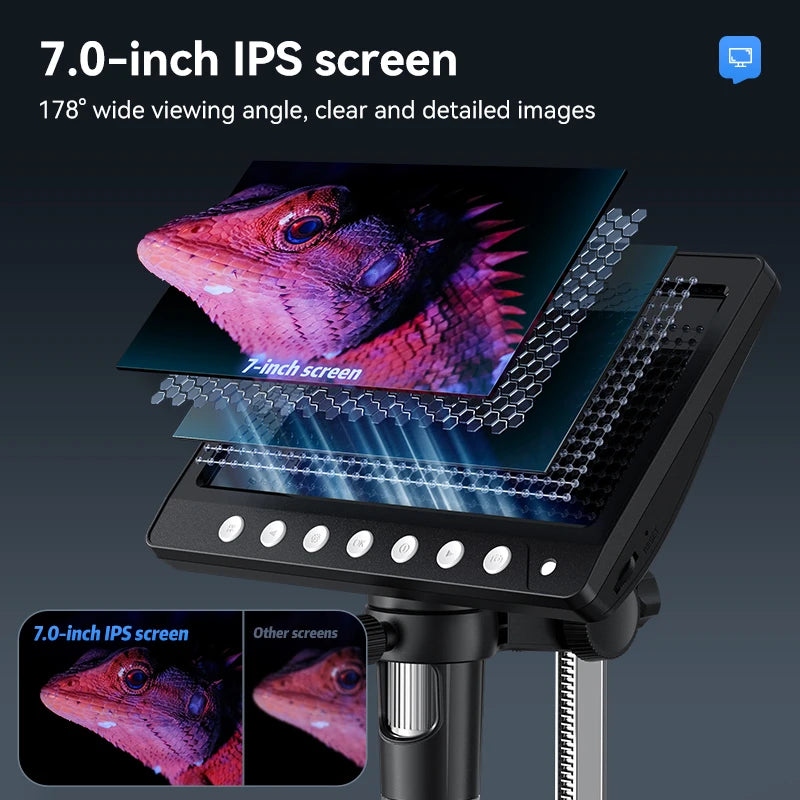 7-Inch IPS Digital Coin Microscope 5MP 1200X – 1080P Ultra-Precise Focusing Camera with 8 LED Lights for Coins & Circuits