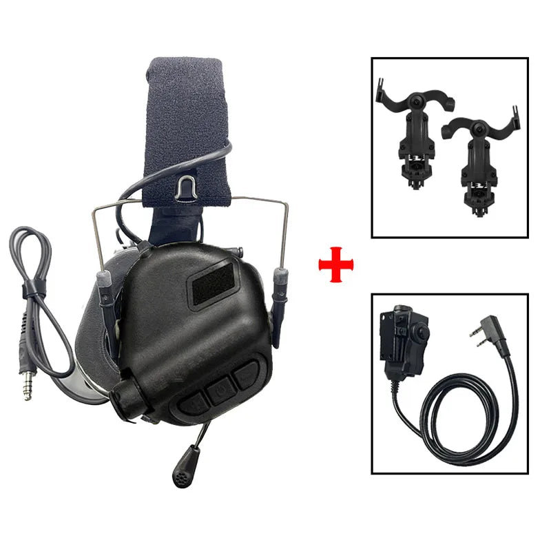 EARMOR M32 MOD4 Shooting Earmuffs – Tactical Noise Reduction Headset with Helmet ARC Rail & Kenwood PTT Adapter
