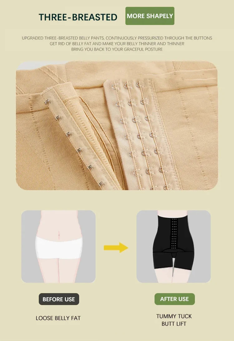 Women's Shapewear Tummy Control Shorts – High-Waisted Body Shaper Fajas with Hook Butt Lifter Slimming Underwear