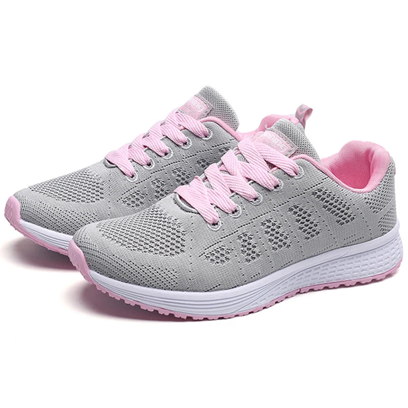 Women's Lightweight Lace-Up Flats – Fashionable Round Toe Nurse Sneakers, Comfortable Walking Shoes, Plus Size Available