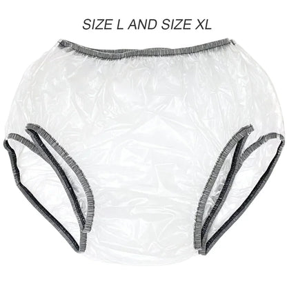PVC Adult Diaper Cover – Transparent Waterproof Elastic Waist Shorts for Men & Women