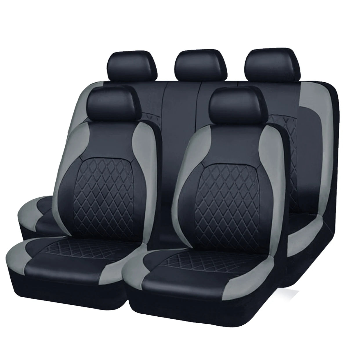 Universal 4PCS Faux Leather Car Seat Covers - All-Season Quilted Interior Seat Protector Set