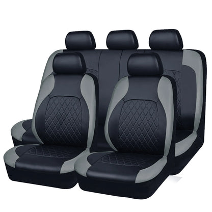 Universal 4PCS Faux Leather Car Seat Covers - All-Season Quilted Interior Seat Protector Set