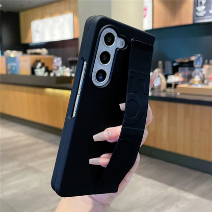 Samsung Galaxy Z Fold Series Phone Case - Ultra-Thin Matte Hard Cover with Soft Silicone Wrist Strap Bracket