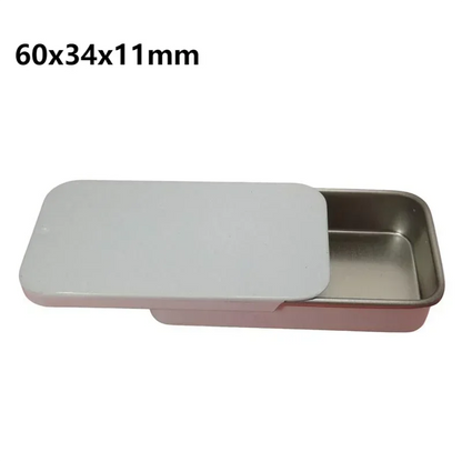 Metal Rectangular Tin Storage Box – Portable Slide-Cover Organizer for Candy, Pills & Small Items, Empty Tinplate Container