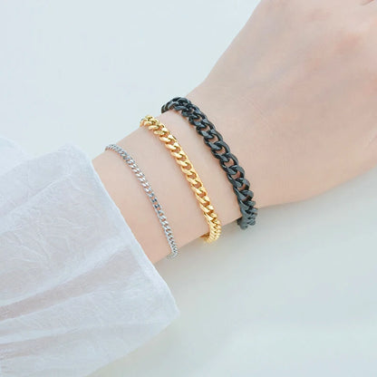 Fashion Stainless Steel Curb Cuban Chain Bracelet | Unisex Couples Jewelry | Wrist Hand Accessory for Men & Women | Party Gift