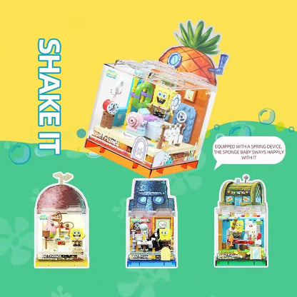 Spongebob Building Blocks Set — Patrick Star, Krusty Krab & Squidward Tentacles Desktop Model Toy for Kids & Gifts