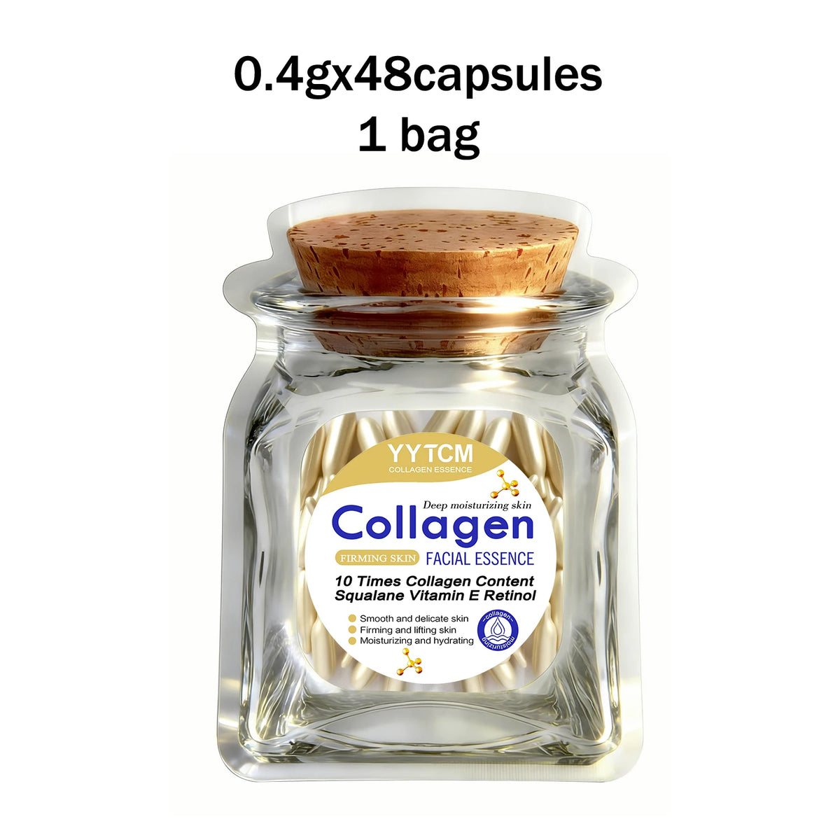 Collagen Firming Capsule Serum 30 Capsules - Hydrating Facial Serum with Plant-Based Squalane, Retinol & Vitamin E