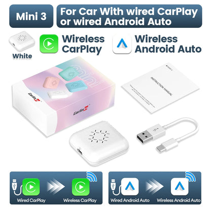 CarlinKit MINI 5 Pro/Mini Ultra Wireless CarPlay Adapter – Smart Plug & Play CarPlay Box with WiFi & Bluetooth Auto Connection for Cars