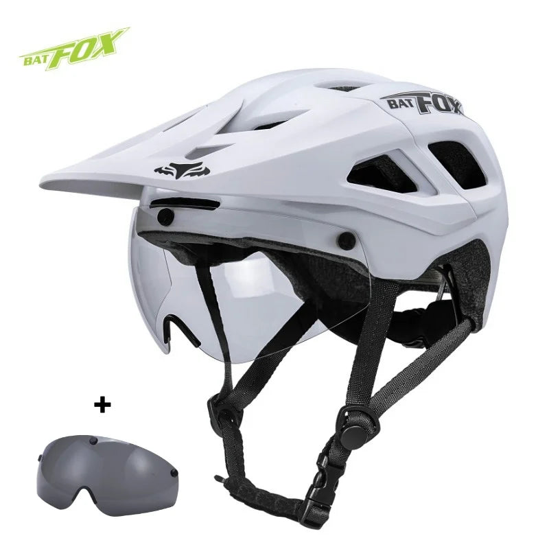 BATFOX Bike Helmet with Magnetic Goggles – MTB Road & Mountain Cycling Safety Helmet for Outdoor Sports, Scooter & Bicycle Protection Gear