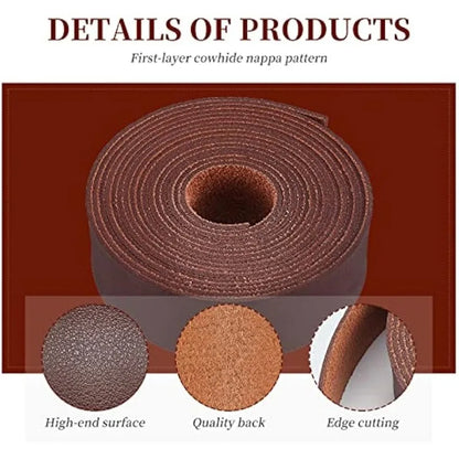 6.6FT Leather Strip 1" Wide — Double-Sided Smooth Leather for DIY Craft Projects