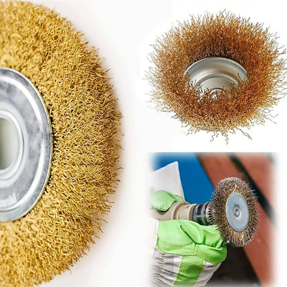 10 Pack Wire Brush Wheel Cup Brush Set: Coarse Crimped 1/4 Inch Shank Wire Wheel - Drill Attachment