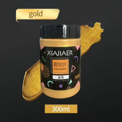 300ML/100ML Gold & Metallic Silver Acrylic Pigment – Pearlescent Bronze for Acrylic Painting, Xiajiaer Art Pigment