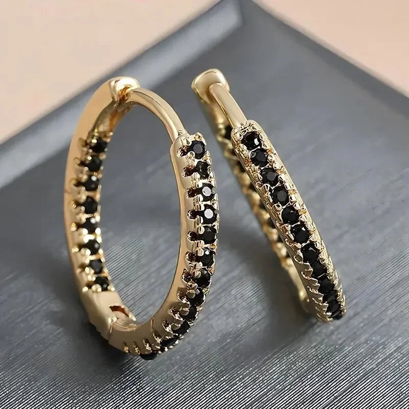 Colorful Zircon Round Earrings – Elegant Jewelry for Women, Stylish Daily & Party Wear Accessories