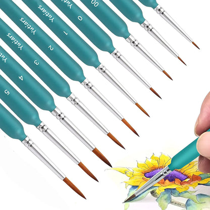 10/11PCS Miniature Paint Brush Set – Detail Tip Brushes with Ergonomic Handle for Acrylic & Oil Painting