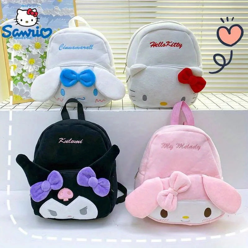 Kuromi Cinnamoroll & My Melody Plush Backpack – Adorable Large-Capacity Kawaii Design, Soft Cartoon Character Bag