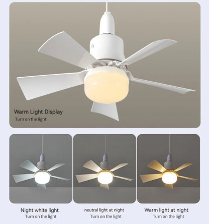 30W Ceiling Fan with LED Light – Dimmable Remote Control, E27 Base Smart Fan for Bedroom & Living Room