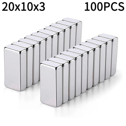 Super Strong Square Block Magnets Set - 20-100 PCS Powerful Neodymium Magnets for DIY & Refrigerator Use