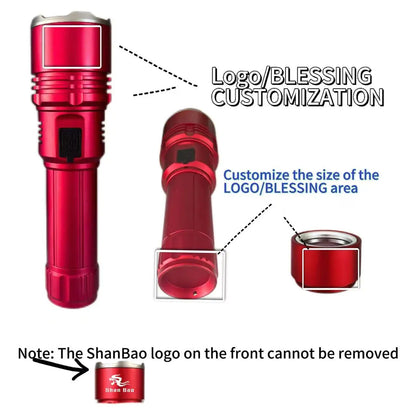 Shanbao 4000LM Zoomable Flashlight - High-Power Rechargeable LED Torch with Adjustable Focus