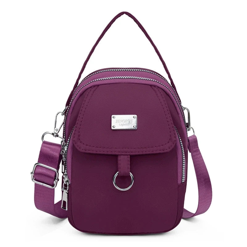 Lightweight Nylon Women’s Crossbody Bag – Casual Mini Shoulder Handbag with Multiple Zip Compartments, Tote Purse for Daily Use