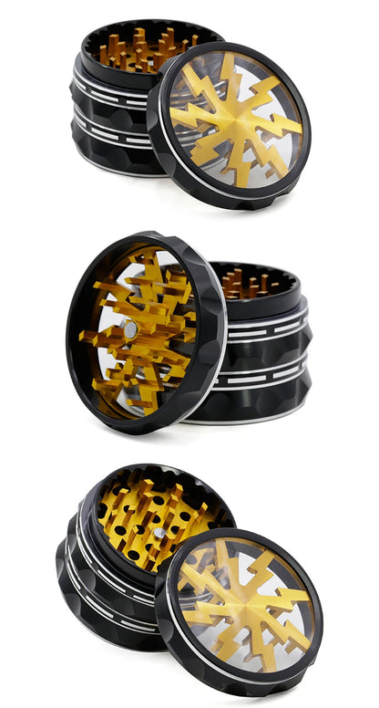 60mm 4-Part Aluminum Herb Grinder – Metal Spice Mill with Transparent Skylight for Tobacco & Smoking Accessories