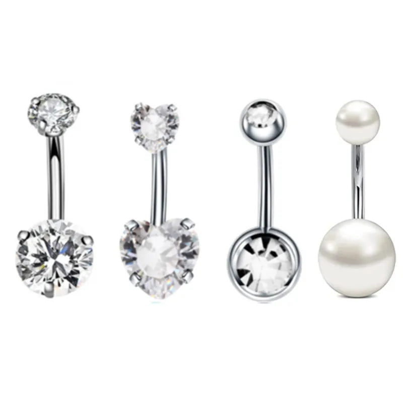 4PC Claw Belly Button Piercing Set – Surgical Steel Crystal Bee Navel Rings, Bulk CZ Belly Ring Pack for Women