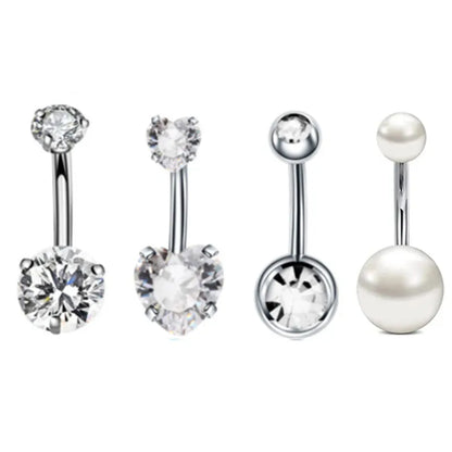 4PC Claw Belly Button Piercing Set – Surgical Steel Crystal Bee Navel Rings, Bulk CZ Belly Ring Pack for Women