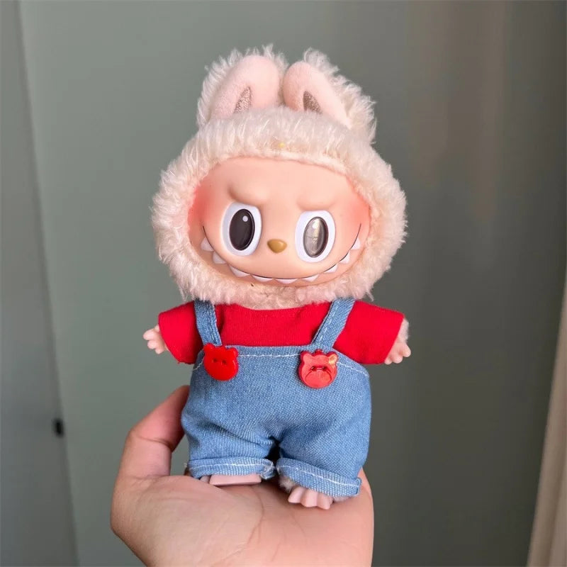 Cute Mini Plush Doll Clothes for 17cm Labubu – Various Overalls & Outfit Accessories