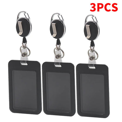 Retractable Black Card Holder - Premium Work ID & Student Meal Card Badge Holder