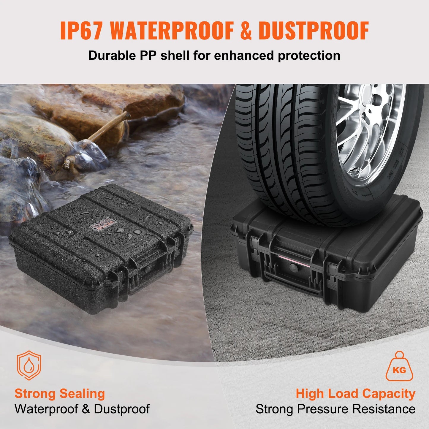 VEVOR Hard Pistol Case — Waterproof Dustproof Lockable Gun Case with Pre-Cut PU Foam for 1/2/5/6 Pistols