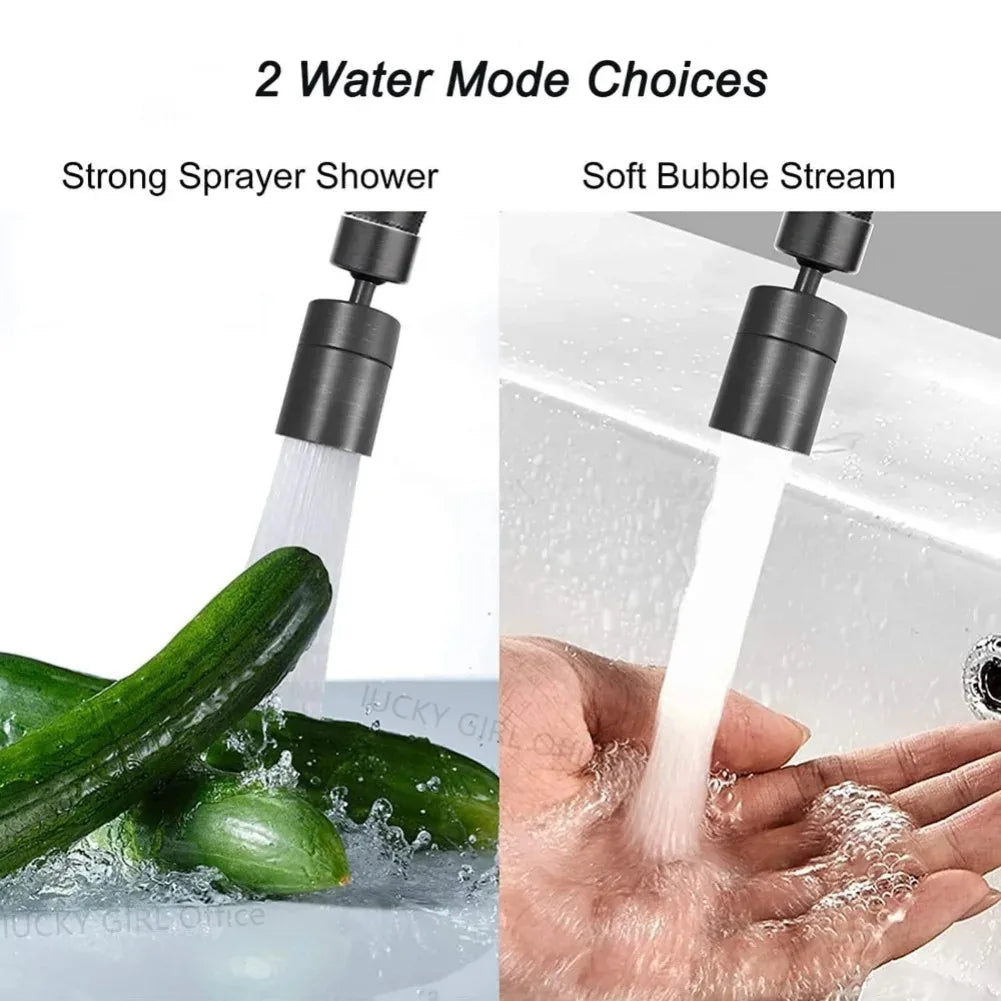 2-Mode Kitchen Faucet Spray Head - 360° Rotating Sink Aerator Nozzle with Adjustable Water Flow Filter & Splash Control