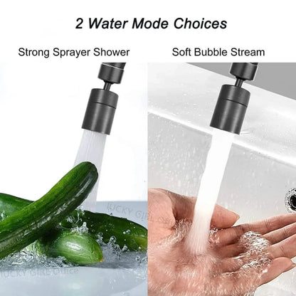 2-Mode Kitchen Faucet Spray Head - 360° Rotating Sink Aerator Nozzle with Adjustable Water Flow Filter & Splash Control