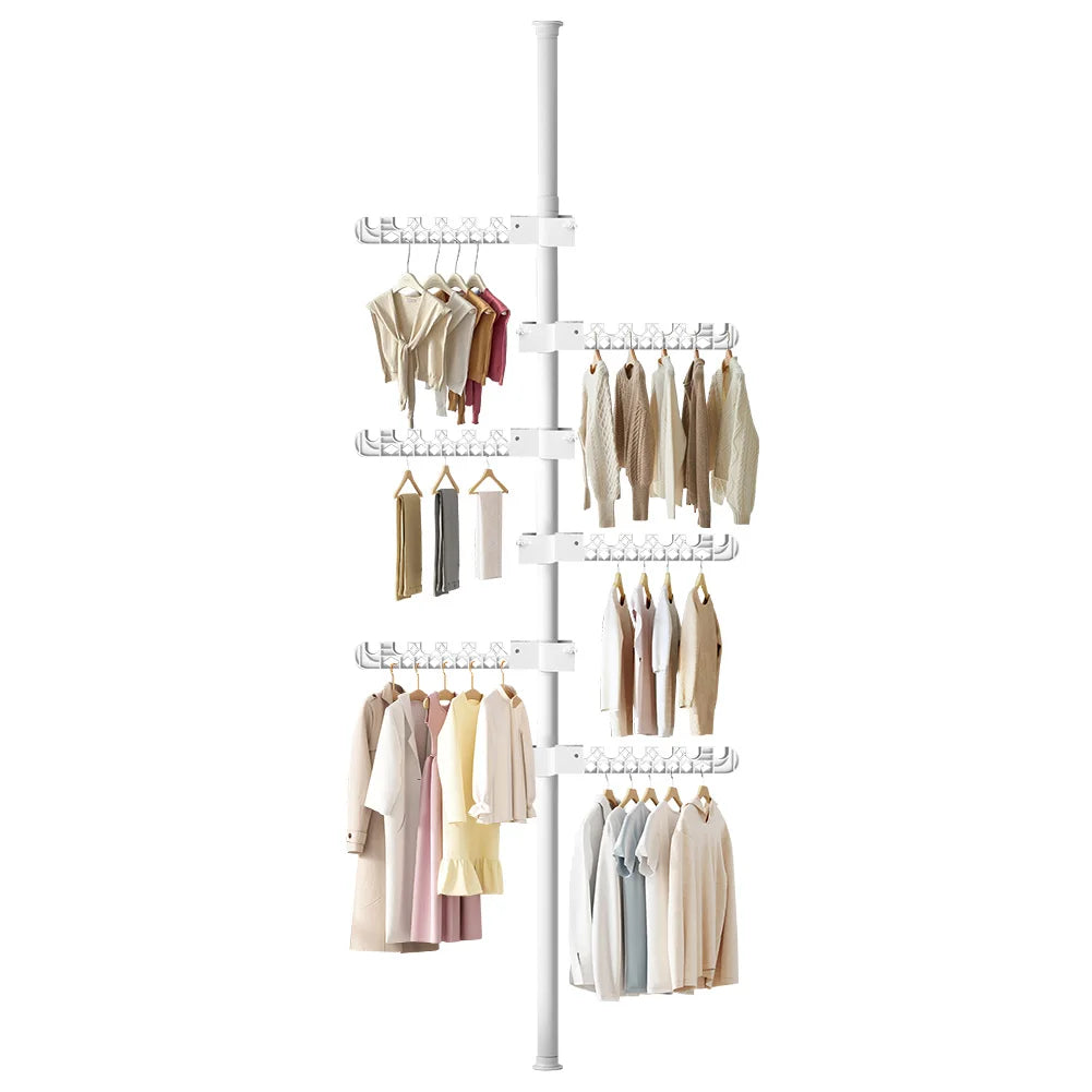 Telescopic 6-Tier Corner Clothes Drying Rack – Standing Laundry Pole for Hanging Clothes