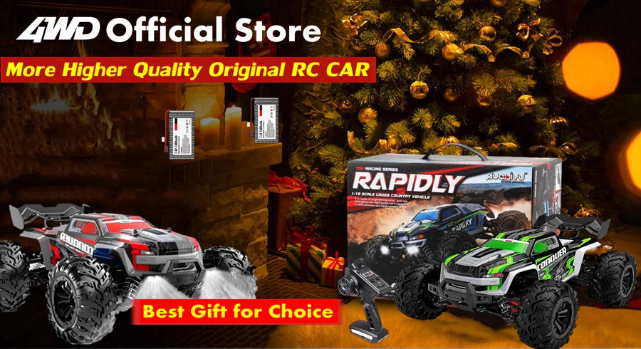 4WD Remote Control Car – Off-Road 4x4 RC High-Speed Buggy Truck, Brushless 50/80KM/H Drift Racing Toy for Kids & Adults
