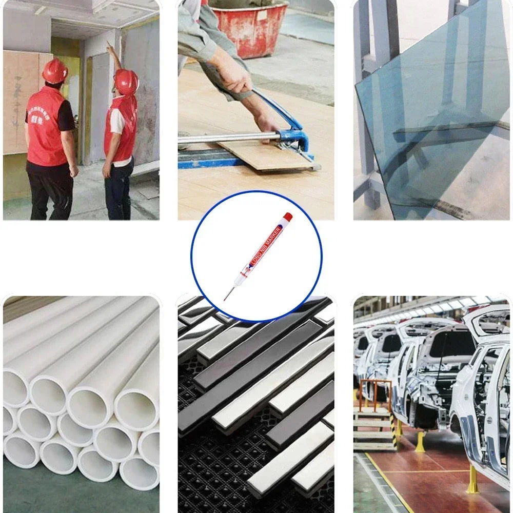 2cm Waterproof Deep Hole Marker Pen - Long Head Carpenter Markers for Metal Woodworking Tools 4-80pcs
