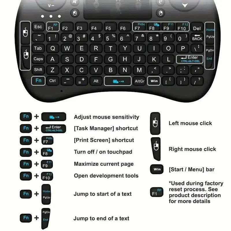 I8 2.4G Mini Wireless Keyboard – Air Mouse Touchpad Remote for Android TV Box, PC & Smart TV