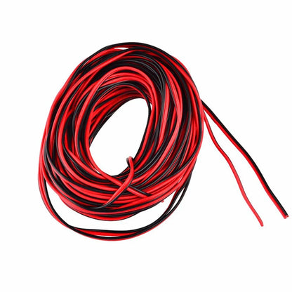 20m 2PIN Electrical Wire – Tinned Copper PVC Insulated Red & Black Cable, 22AWG for Single Color LED Strip Light Extension