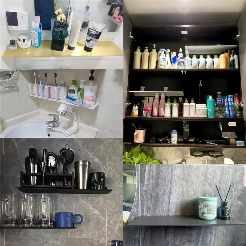 Floating Bathroom Shelves - No-Drill Wall Storage Rack & Home Organizer for Bathroom, Kitchen & Toilet