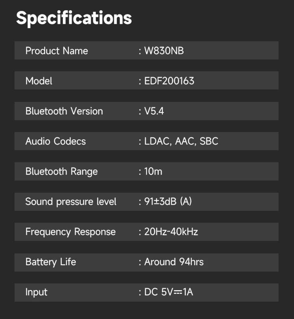 Edifier W830NB Wireless Bluetooth 5.4 Headphones | Active Noise Cancelling Hi-Res Over-Ear Headset, LDAC, Foldable, 94H Playtime