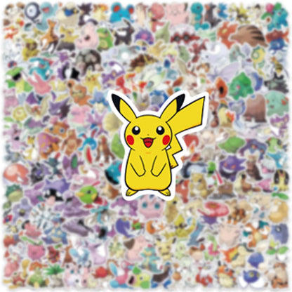Pokemon Pikachu Kawaii Stickers – Waterproof Cartoon Decals for Laptops, Cars, Skateboards, Phones & Luggage (100/200/300 Pcs)