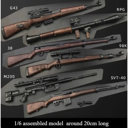 1/6 Scale Miniature Gun Set – Plastic P92, M1911, 98K, MP5K Rifles for 12" Action Figure Doll Accessories